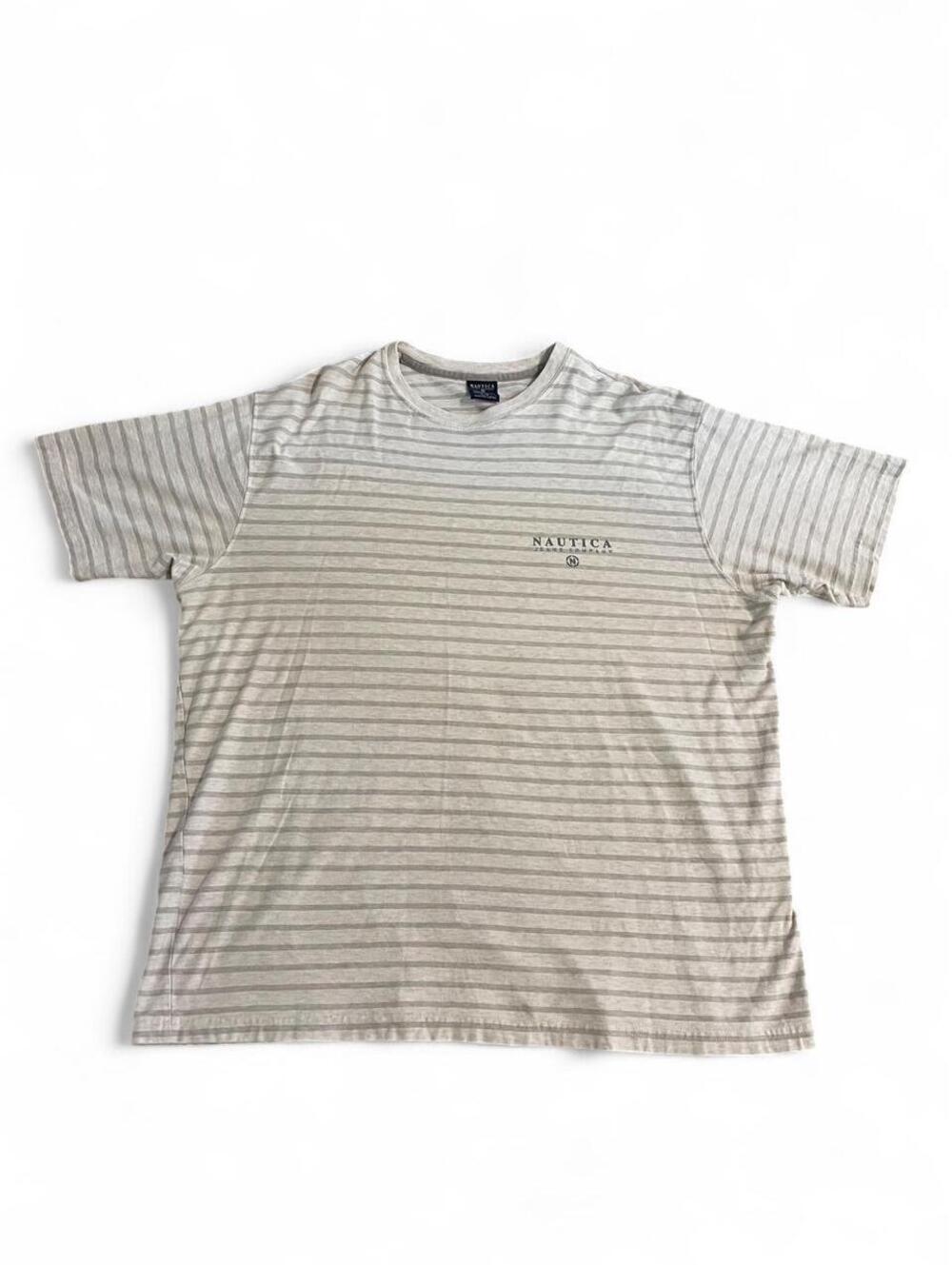 1990’s Nautica horizontal striped cotton t-shirt in cream & white